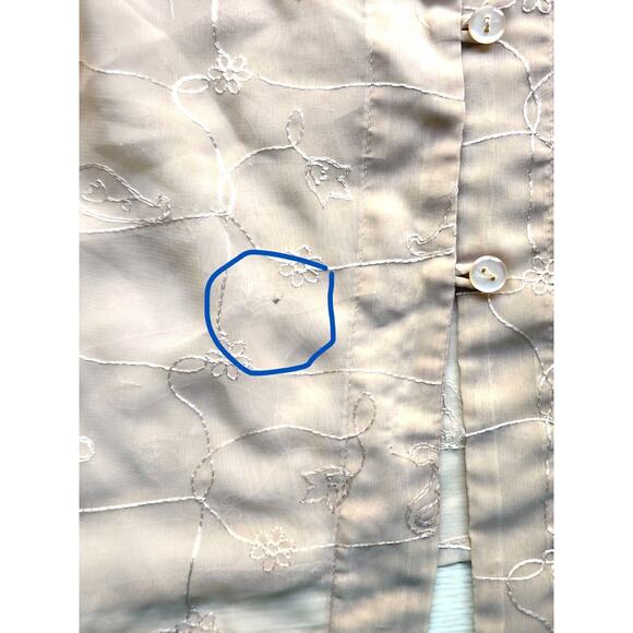 TOP/BLOUSE-WHITE STAG-Tan-Sheer-Button Up-Embroidery-3/4 Sleeves-Size Plus 16 W - Picture 15 of 16